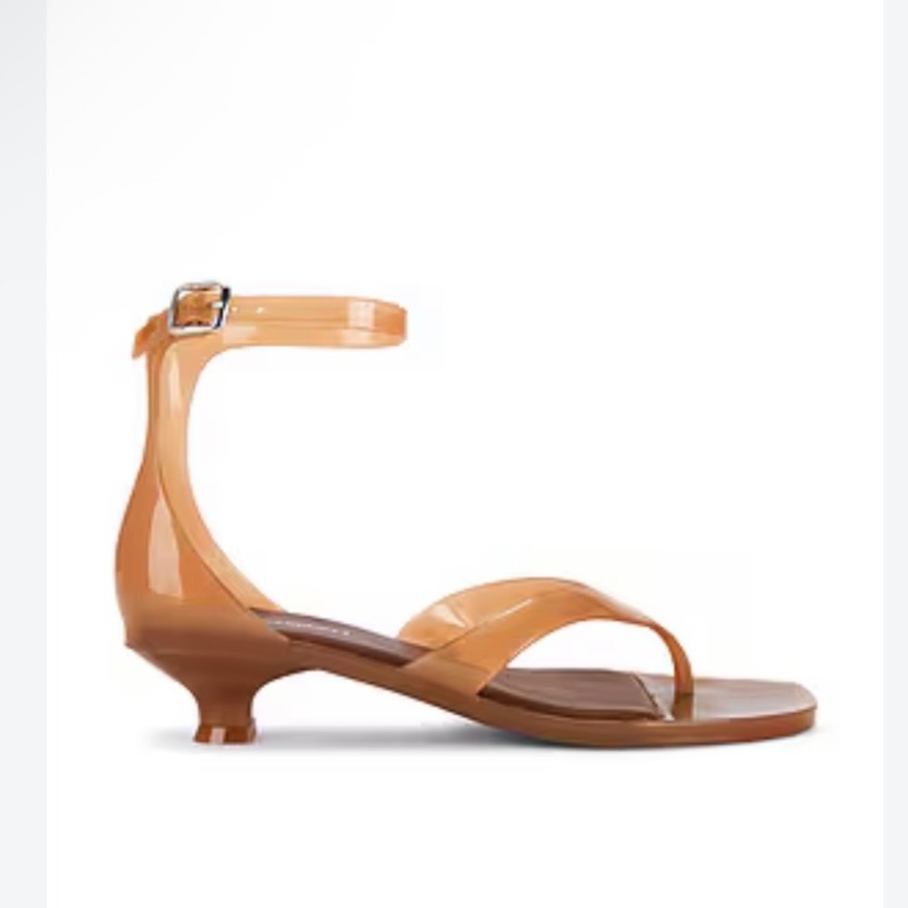 Jeffrey Campbell Gummy Thong Sandal Caramel Tan Low Kitten Heel 10